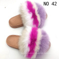 SCTX08 comfortable nonslip fur slide colorful women fluffy slippers